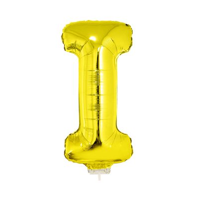 Balão Metalizado 16" Funny Letra I Dourado com Suporte