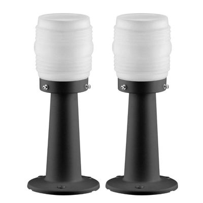 Kit 2 Luminárias de Jardim Termoplástico Preto Globo Timoneiro Leitoso Balizador Calçadas Jardins Dital Bivolt