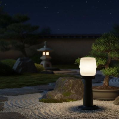 Kit 2 Luminárias de Jardim Termoplástico Preto Globo Timoneiro Leitoso Balizador Calçadas Jardins Dital Bivolt