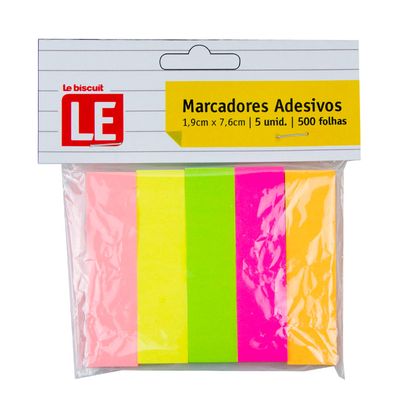 Marcador de Página Le Neon com 5 Blocos Adesivos Colorido