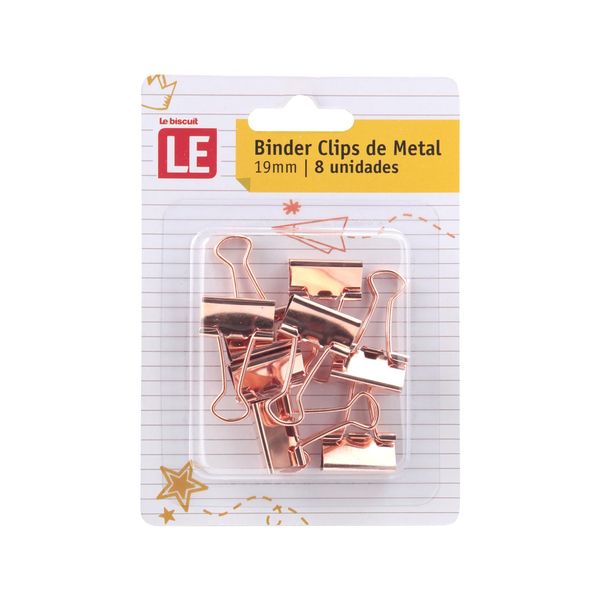 Blinder Clip Metálico Le Rosé 19mm com 8 Unidades