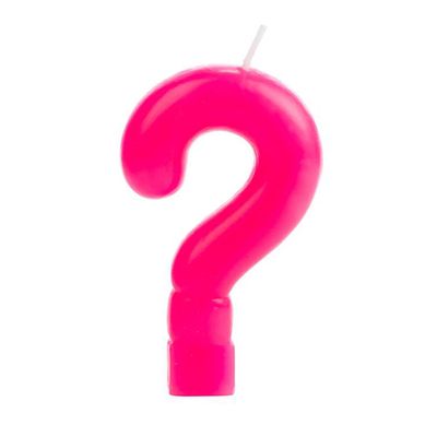 Vela de Aniversário Silver Interrogação Rosa