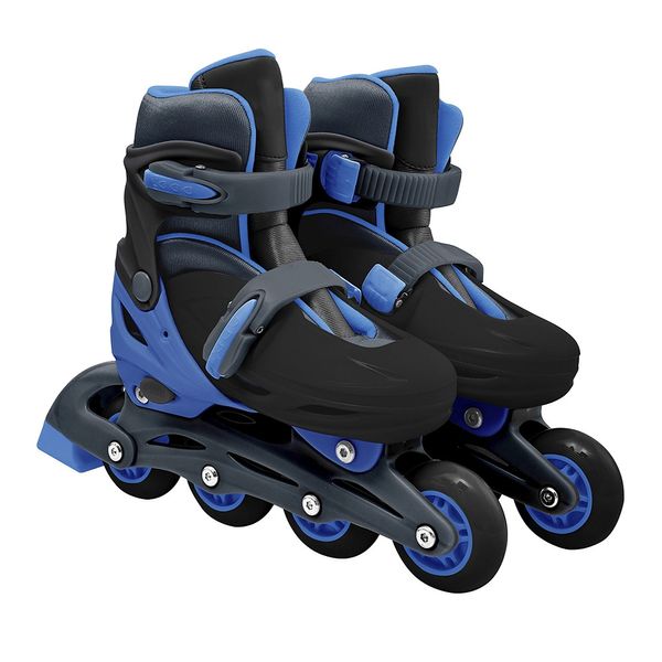 Patins In Line Le Preto e Azul Ajustável com Mochila 32 a 35 Patins In Line Le Preto e Azul Ajustável com Mochila 32 a 35