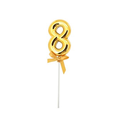Topper Bolo Le Dourado Número 8