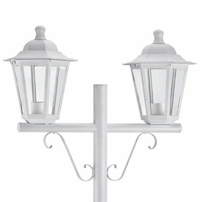 Kit 2 Postes de Jardim Duplo Luminária Externa Colonial E27 Branco Grega Dital 1,61m Tubo Alumínio