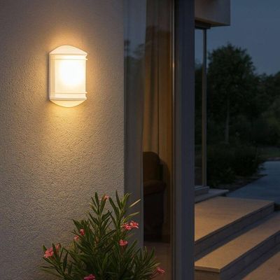 Kit 2 Arandelas Luminárias de Parede Branco Elegance E27 Grade Redonda Lente Fosca Dital Polipropile