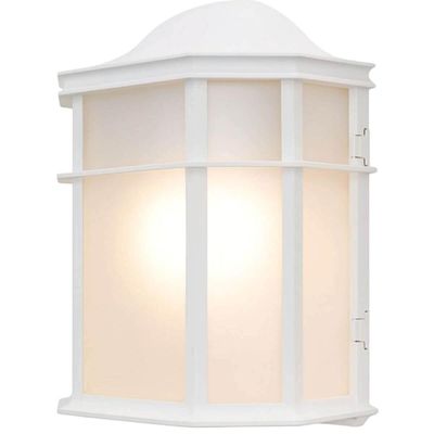 Kit 2 Arandelas Luminárias de Parede Jardim Branca Colonial 19x25cm Polipropileno Lente Fosca Dital