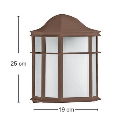 Arandela Luminária de Parede Externa Colonial Marrom 19X25cm Lente Fosca De Ville Dital