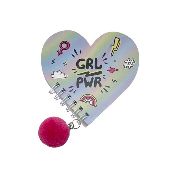 Caderneta Le Capa Flexível Girl Power Formato Coração com Pompom 30 Folhas Caderneta Le Capa Flexível Girl Power Formato Coração com Pompom 30 Folhas