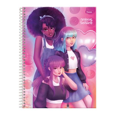 Caderno Universitário Foroni Amigas para Sempre 10 Matérias 160 Folhas Capas Diversas - Item Sortido