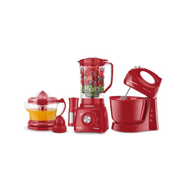 Kit Especial Mondial Liquidificador + Espremedor + Batedeira KT-105-R Vermelho - 220V