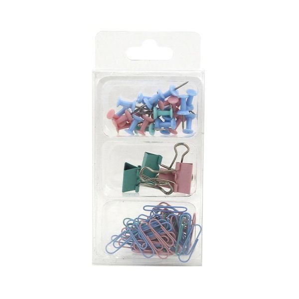 Kit Office Le Color Binder Clip 19mm,Clip 28mm e Pinos de Pressão 79 Peças Kit Office Le Color Binder Clip 19mm,Clip 28mm e Pinos de Pressão 79 Peças