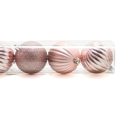 Tubo Bola Natal Le 4cm com 18 Unidades Rosé Gold
