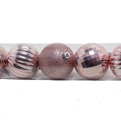 Tubo Bola Natal Le 4cm com 12 Unidades Rosé Gold