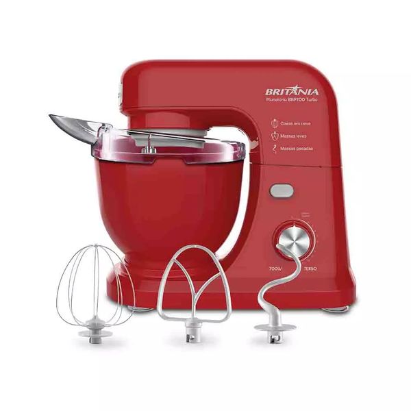 Batedeira Planetária Britânia BBP700V Turbo Vermelha - 700W 220V Batedeira Planetária Britânia BBP700V Turbo Vermelha - 700W 220V