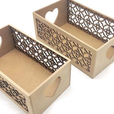 Kit Caixa Organizadora Mdf Vazada com 2 Unidades 18,5x8x8cm, 15,5x5,5x8cm