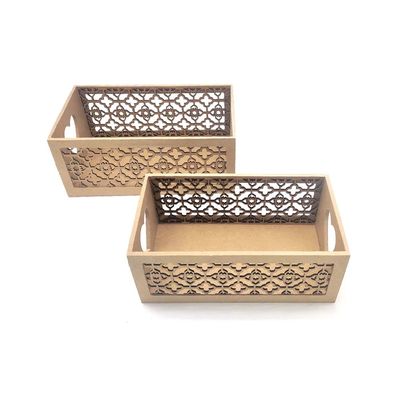 Kit Caixa Organizadora Mdf Vazada com 2 Unidades 18,5x8x8cm, 15,5x5,5x8cm