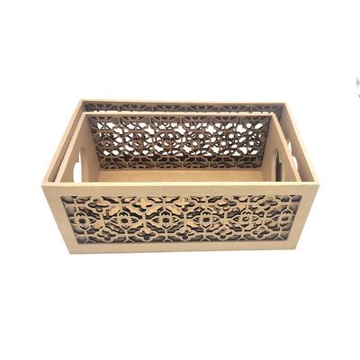 Kit Caixa Organizadora Mdf Vazada com 2 Unidades 18,5x8x8cm, 15,5x5,5x8cm