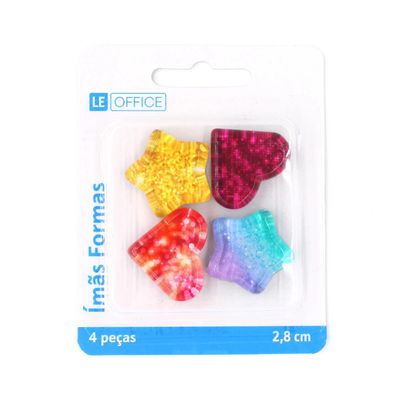 Ímã Magnetico Le Formas Glitter 2,8cm com 4 Unidades Multicolor