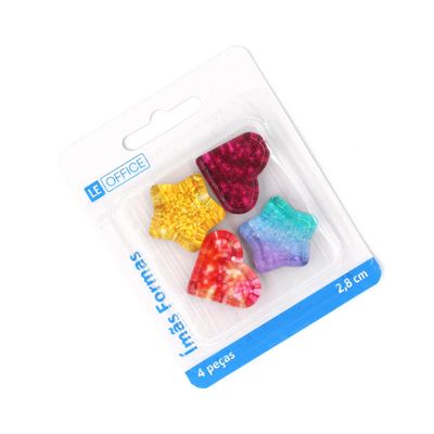 Ímã Magnetico Le Formas Glitter 2,8cm com 4 Unidades Multicolor