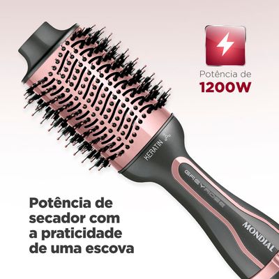 Escova Secadora Mondial Keratin ES-11-BI 1200W Grafite e Golden Rosé - Bivolt
