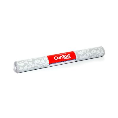 Plástico Adesivo Contact Decorado Arabesco Cinza 45cmx2m