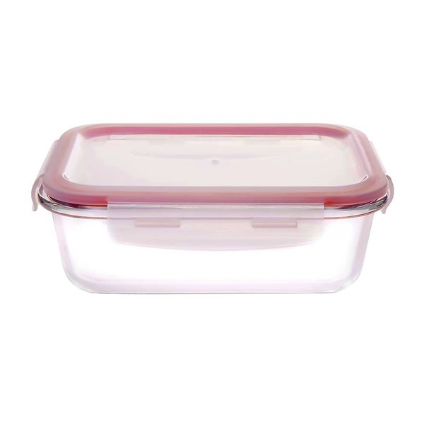 Pote de Vidro Hermético Casambiente Retangular com Tampa Vermelha 370ml