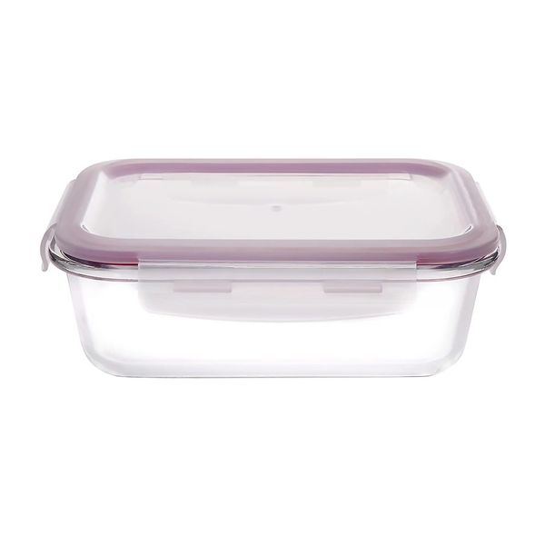 Pote de Vidro Hermético Retangular Casambiente com Tampa Vermelha 640ml