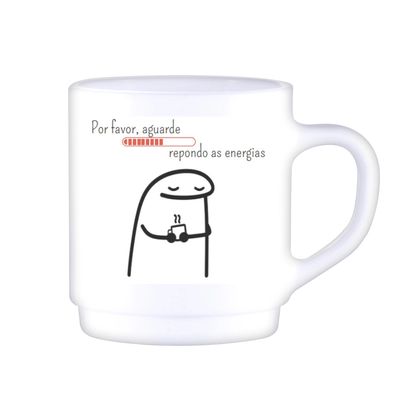 Caneca Mug Ruvolo "Repondo as Energias" em Vidro 310ml