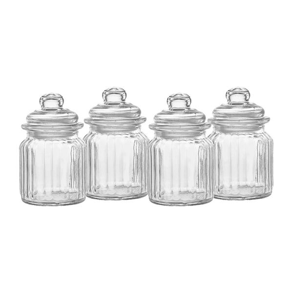 Conjunto de Potes Herméticos de Vidro Hauskraft Sibéria 4 Peças 300ml Conjunto de Potes Herméticos de Vidro Hauskraft Sibéria 4 Peças 300ml