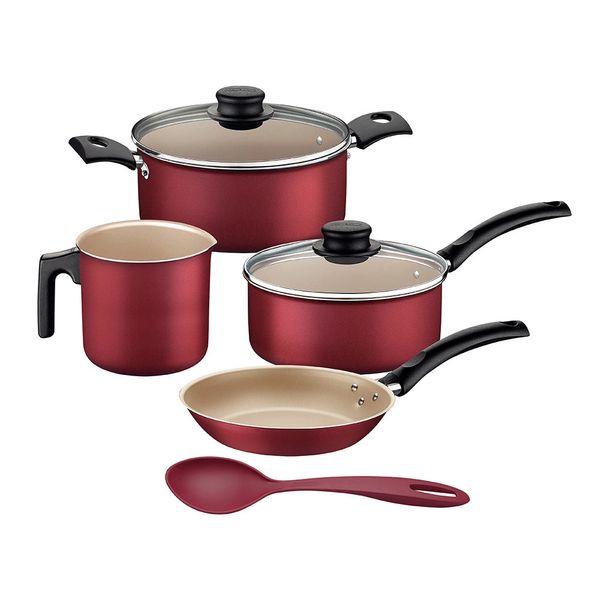 Conjunto de Panelas Antiaderente Tramontina Turim Vermelho 5 Peças Conjunto de Panelas Antiaderente Tramontina Turim Vermelho 5 Peças