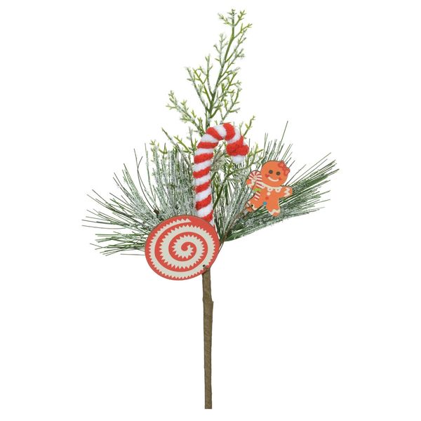 Enfeite Natalino Flor Arte Pick com Bengala Verde 26cm Enfeite Natalino Flor Arte Pick com Bengala Verde 26cm