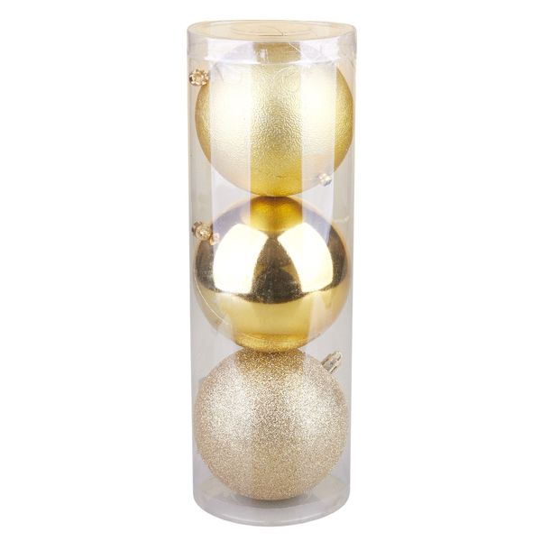 Kit Bola de Natal Elegance Dourado 3 Unidades 10cm