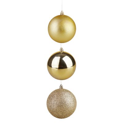 Kit Bola de Natal Elegance Dourado 3 Unidades 10cm