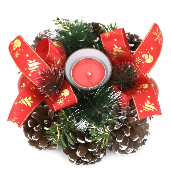 Porta Vela de Natal Laço Le 16x7cm Porta Vela de Natal Laço Le 16x7cm