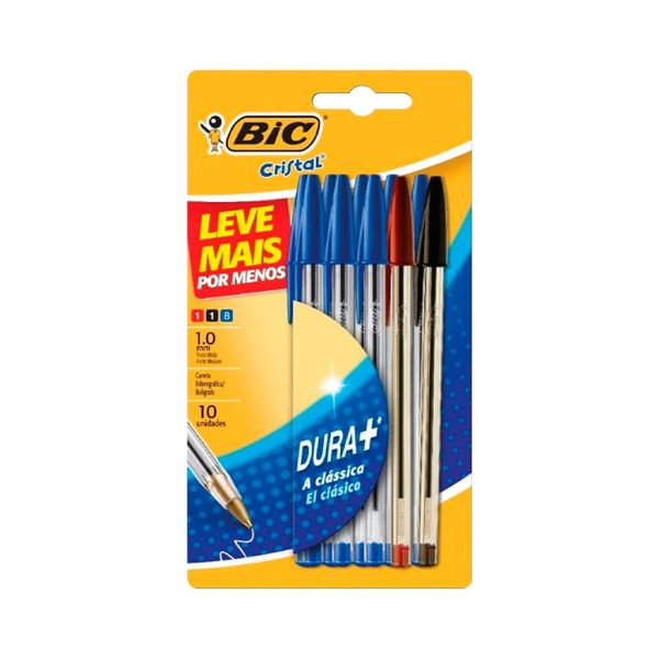 Caneta Esferográfica Bic Dura Mais 1.0mm Azul com 10 Unidades