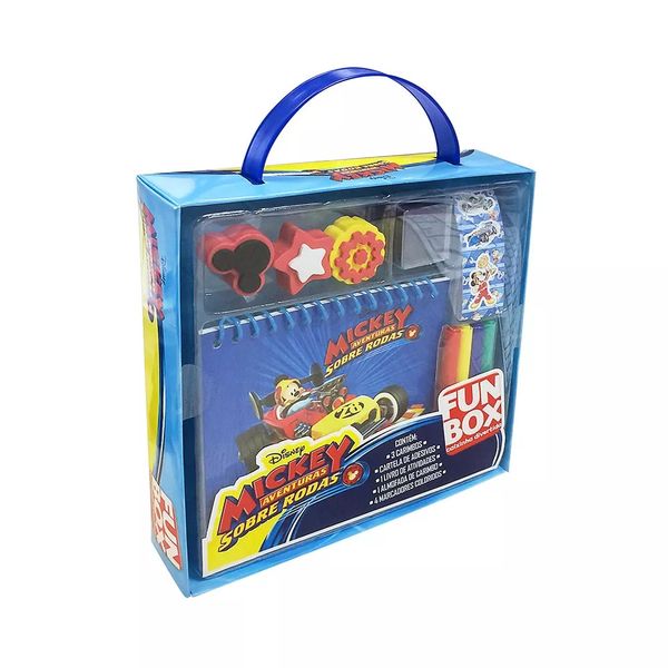 Livro Infantil Dcl Fun Box com Adesivos, 03 Carimbos e 04 Marcadores para Atividades Mickey