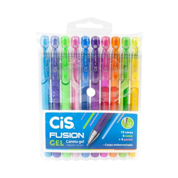 Caneta Gel Cis Fusion Colors 1.0mm com 10 Unidades