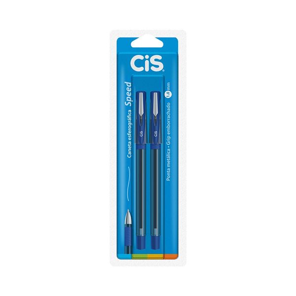 Caneta Esferográfica Cis Speed Azul 1.0mm com 2 Unidades