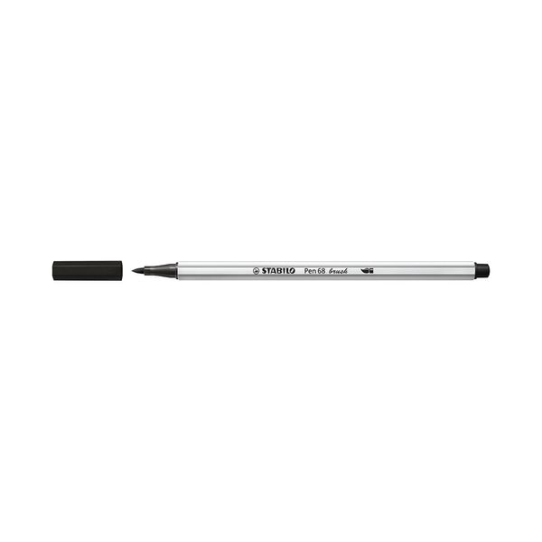 Caneta Hidrográfica Stabilo Pen 68 Brush Aquarelável Preto