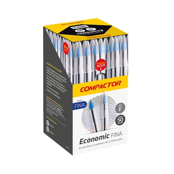 Caneta Esferográfica Compactor Economic Ponta Fina Preta com 50 Unidades Caneta Esferográfica Compactor Economic Ponta Fina Preta com 50 Unidades