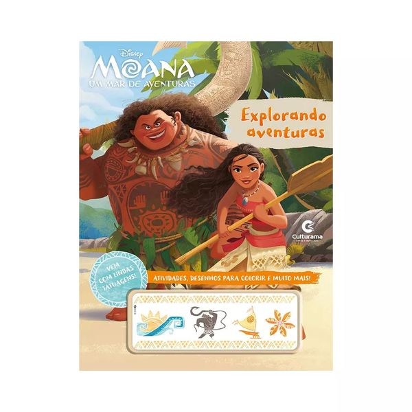 Livro Infantil Culturama Explorando Aventuras Moana com Tatuagens Livro Infantil Culturama Explorando Aventuras Moana com Tatuagens