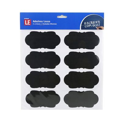 Etiqueta Adesiva de Papel Lousa Decorativa com 6 Unidades Preta Modelos Diversos - Item Sortido