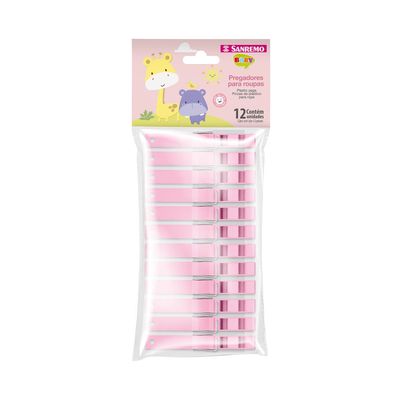 Pregador de Roupas Sanremo Plástico Infantil Rosa