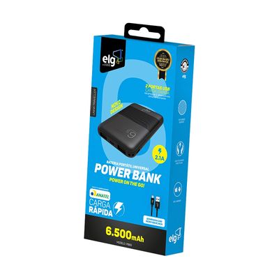 Carregador Portátil ELG PB65 Preto 6.500mAh