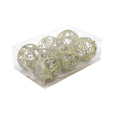 Kit Bola Arabesco Natal Le Dourado 6cm com 6 Unidades