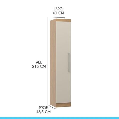 Guarda Roupa Armário Modulado 1 Porta Selene Menu Móveis Carvalho