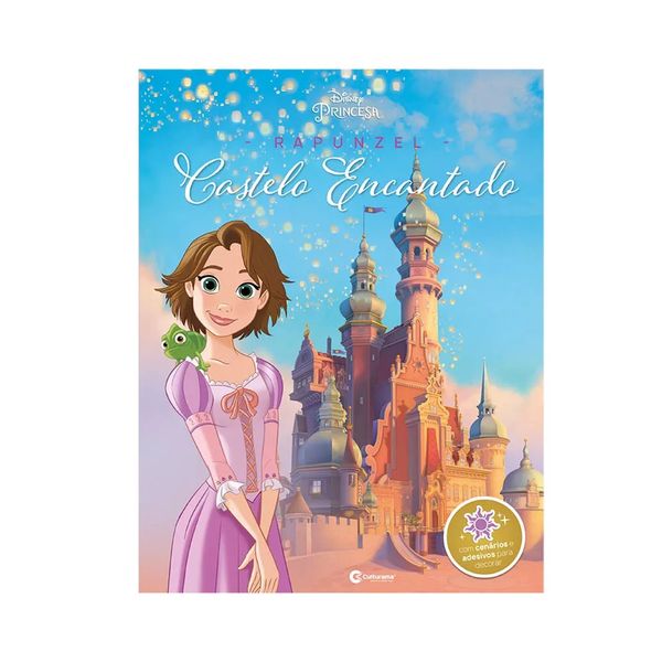 Livro Infantil Culturama Castelo Encantado Disney Rapunzel com Adesivos