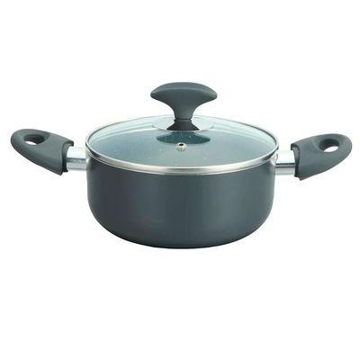 Caçarola 18cm Cerâmica Tampa de Vidro CV202378 Cazza Cinza