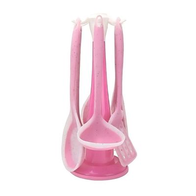 Kit 7 Peças Utensílios Cozinha Silicone Resistente Durável Rosa
